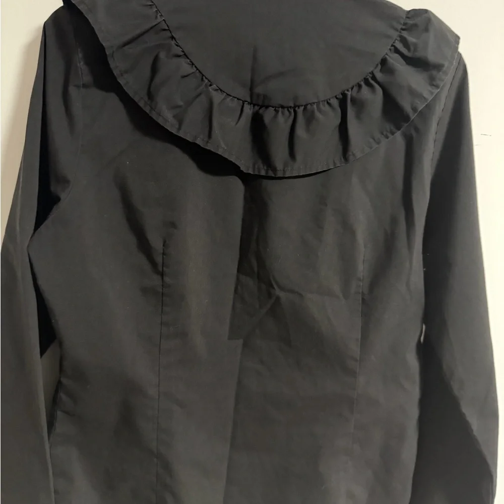 Miss Lili Black Ruffled Blouse Large